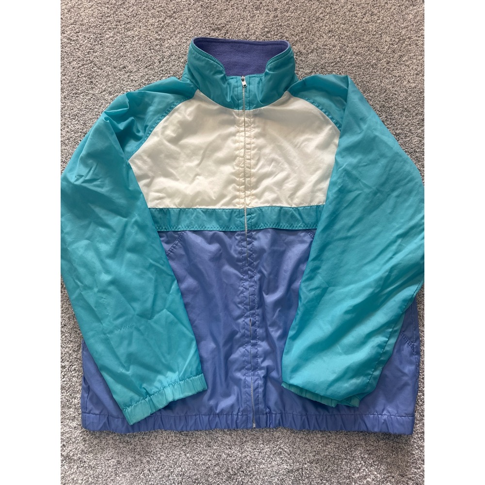 Current Seen Vintage 90s Colorblock Windbreaker Jacket Teal Purple White Large